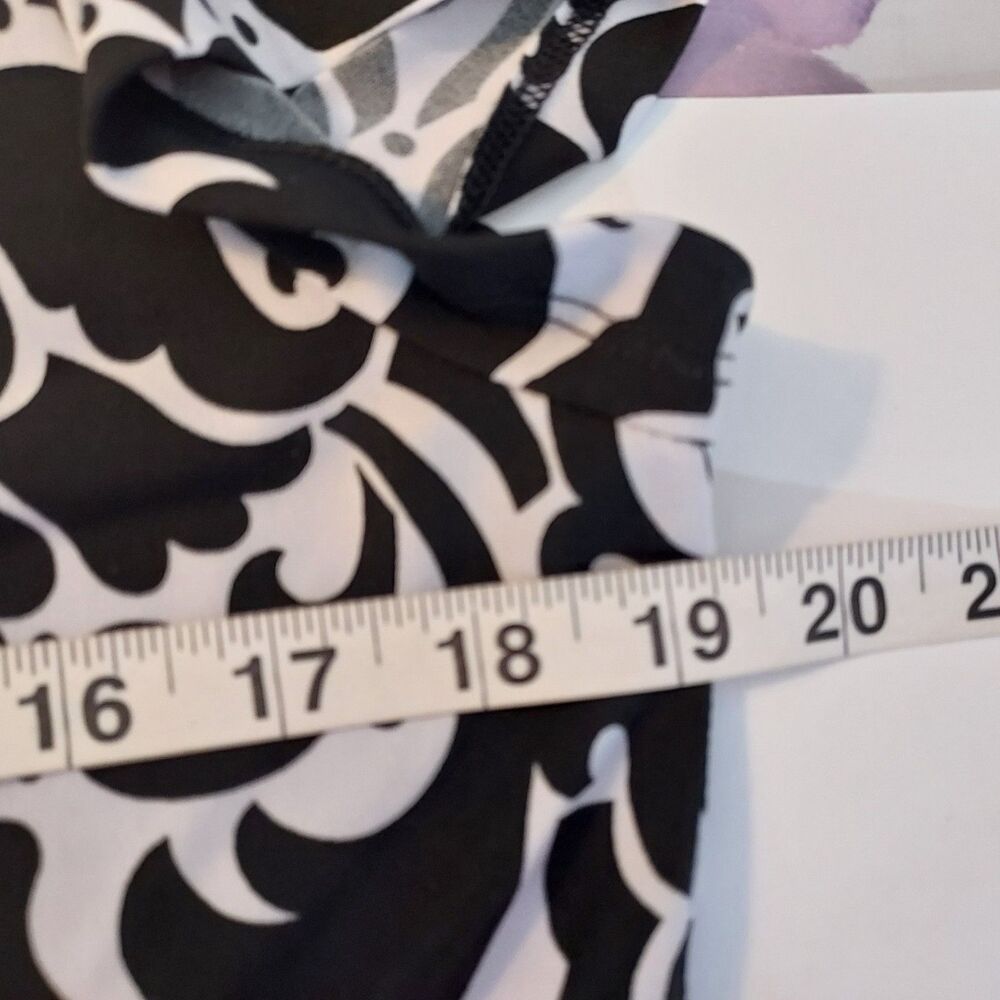 INC International Concepts Shirt Top Womens Large Asymmetrical Hem Black White - Picture 10 of 12